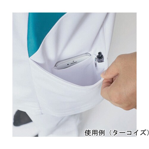 ナースジャケット 半袖 ホワイト×ライトグレー L