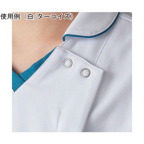 スクラブ レディス 半袖 ターコイズ/ネイビー M