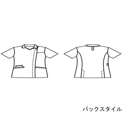 スクラブ レディス 半袖 ターコイズ/ネイビー M