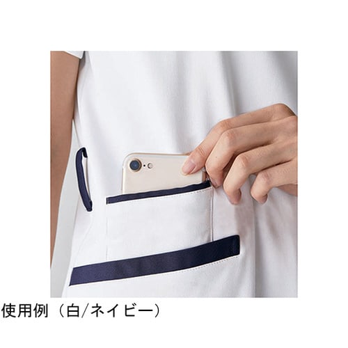 スクラブ レディス 半袖 白/ネイビー L
