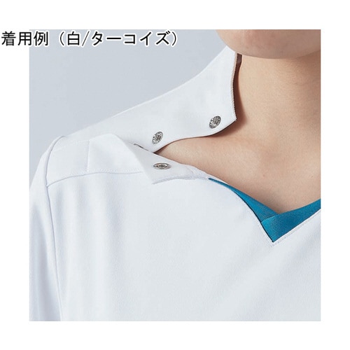 スクラブ 兼用半袖 ターコイズ/ネイビー L