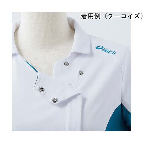 ナースジャケット 半袖 ホワイト×ネイビー M