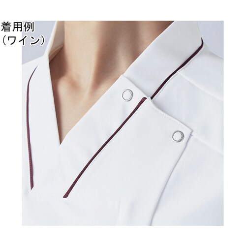 スクラブ レディス 半袖 白/ネイビー L