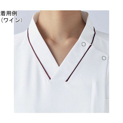 スクラブ メンズ 半袖 白/ワイン M