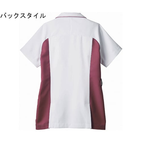 ナースジャケット 半袖 白/ワイン LL
