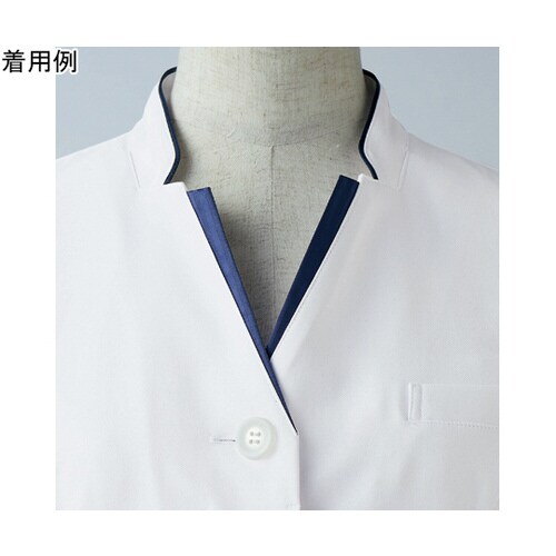 ドクターコートレディス7分袖 白/ネイビー LL