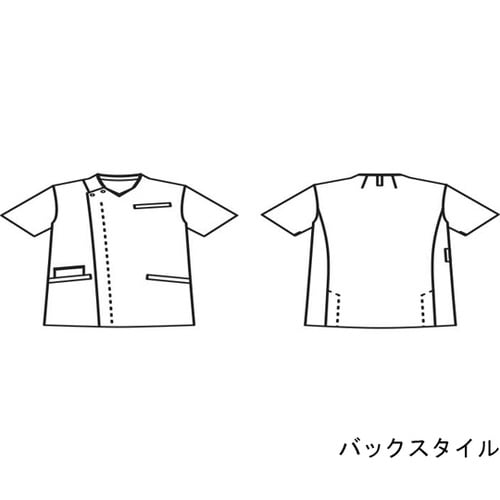 スクラブ メンズ 半袖 白/バーガンディ LL