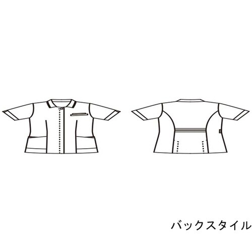 ナースジャケット 半袖 白/ターコイズ L