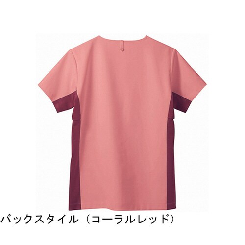 スクラブ 兼用 半袖 ローズレッド/ワイン 3L