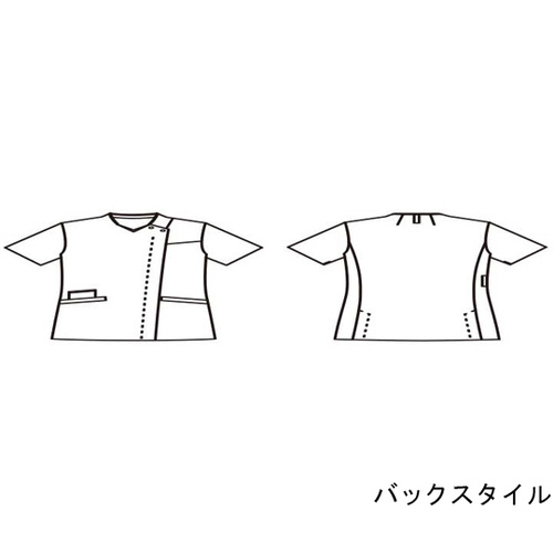 スクラブ レディス 半袖 白/ネイビー 3L