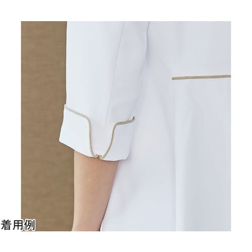 ドクターコートレディス7分袖 白/ゴールド M