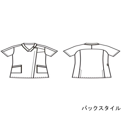 スクラブ レディス 半袖 白/グレー 3L