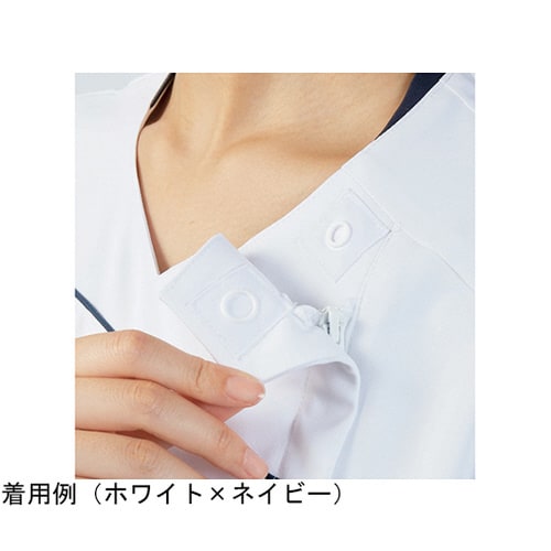 スクラブ メンズ 半袖 ホワイト×グレー LL