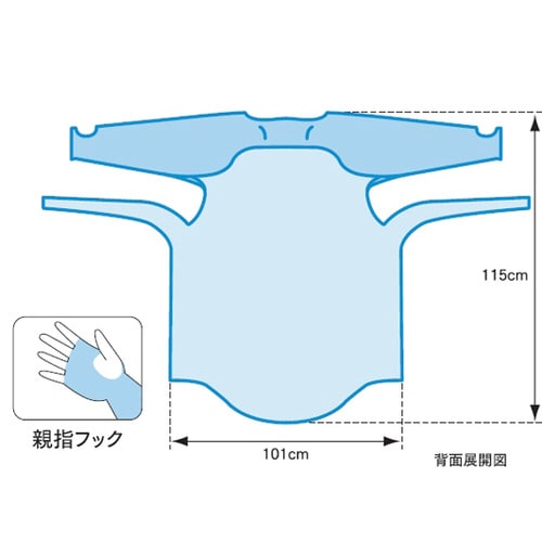 テクセル袖付PEエプロン 10枚×36箱入