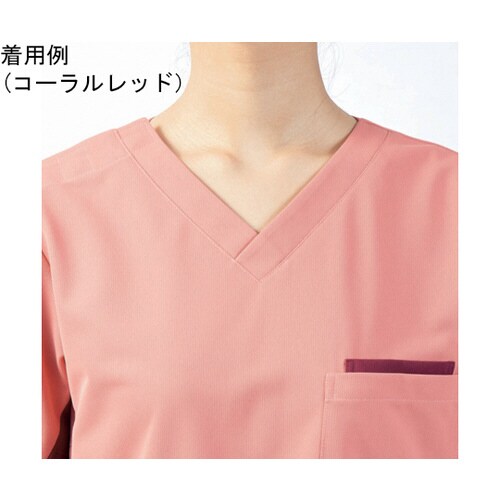 スクラブ 兼用 半袖 ローズレッド/ワイン S