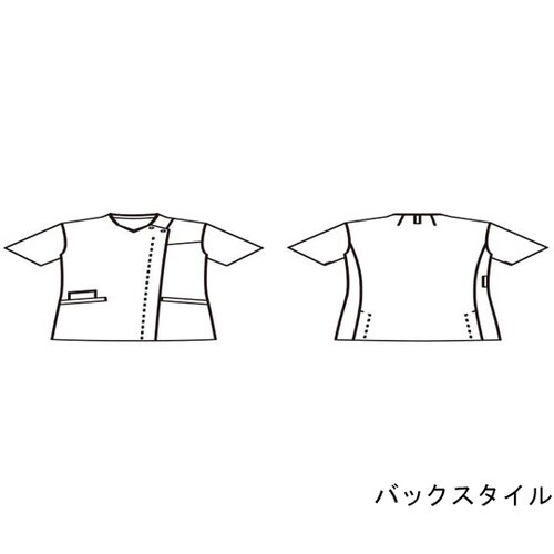 スクラブ レディス 半袖 白/ターコイズ M
