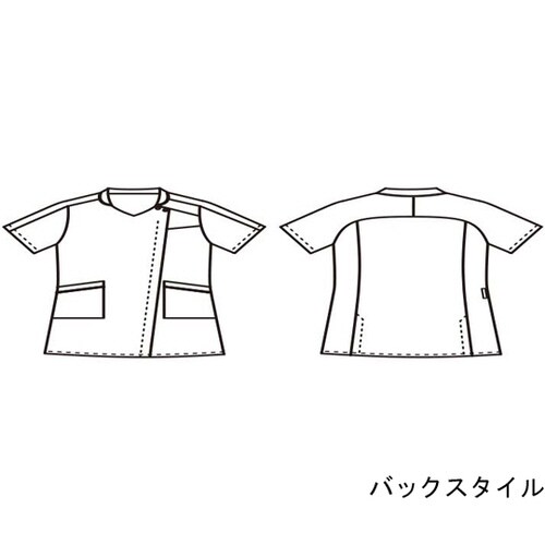 ナースジャケット 半袖 白/バーガンディ 3L
