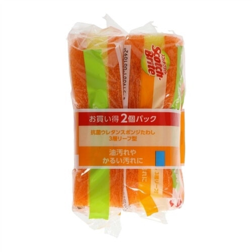 スコッチブライト抗菌ウレタンたわしリーフ型2P