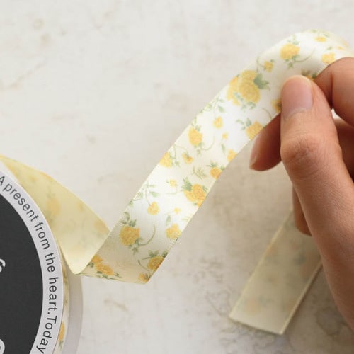 アンティークフラワーサテンリボンイエロー2巻セット