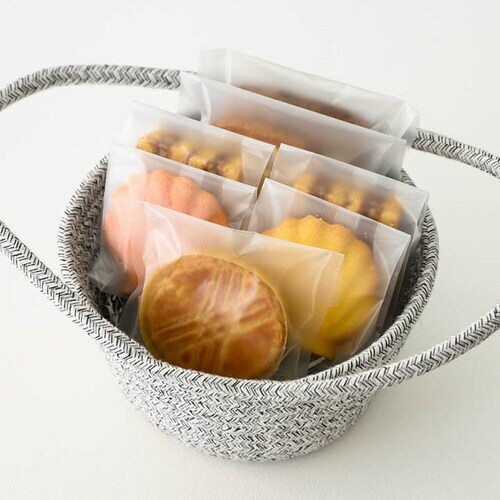 コットンロープハンドル付丸底バスケットM 6個入