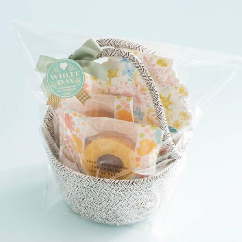 コットンロープハンドル付丸底バスケットM 6個入