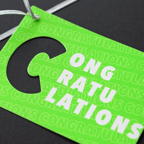 ネオングリーンゴムタッグ1おめでとう 20枚入×2