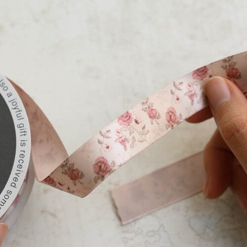 アンティークフラワーサテンリボンピンク 2巻セット