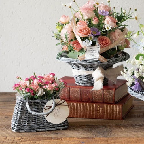 シャビーグレーバスケットバッグ S 4個入