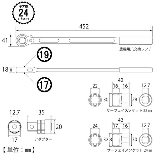 農機用爪交換レンチセット