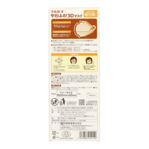 デルガード やわふわ3Dマスク ベージュ×4