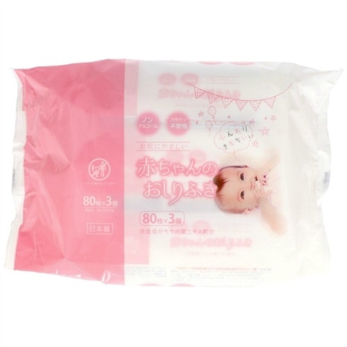 ミセラ赤ちゃんのおしりふきピンク80枚3個×12