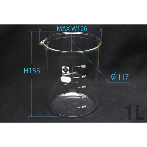 ビーカーガラス(目安目盛付) 1000ml