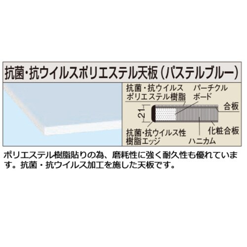 軽量作業台(抗菌・抗ウイルス天板・キャビネット付)