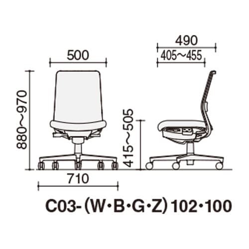 モネット背M 肘無S無L無本体BK座ST背STV