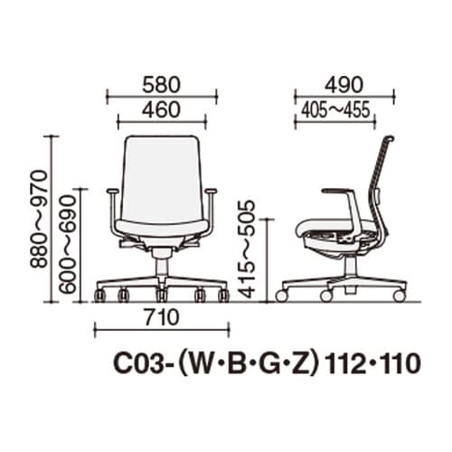 モネット背M L肘S無L無本体WG座BK背LGV