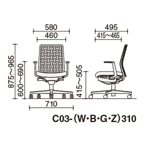 モネット背SL肘S無L無本体WG座WGY背STW