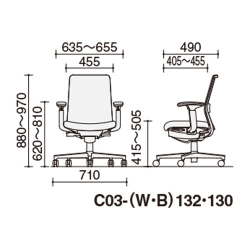 モネット背M 可動肘S無L有本体BK座LG背LGV