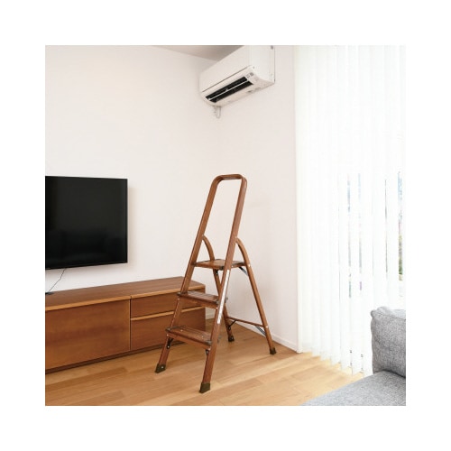 ハンドル付木目調 踏み台3段