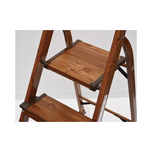ハンドル付木目調 踏み台3段
