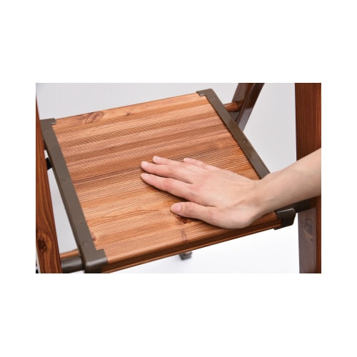 ハンドル付木目調 踏み台4段