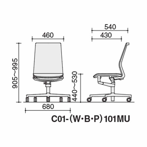 チェア ファブレ ホワイト脚プレーンメッシュ 肘無