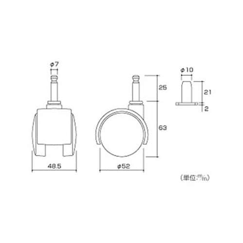 ニ輪キャスター 脱着式タイプ 17418