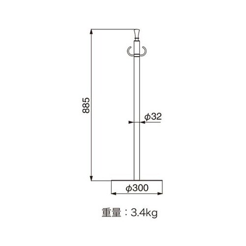フロアパーティションポールクローム/ヘアーライン