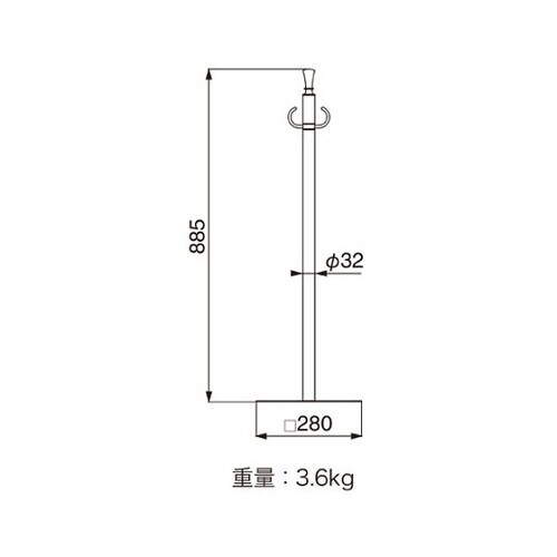 フロアパーティションポールスタッキングクローム