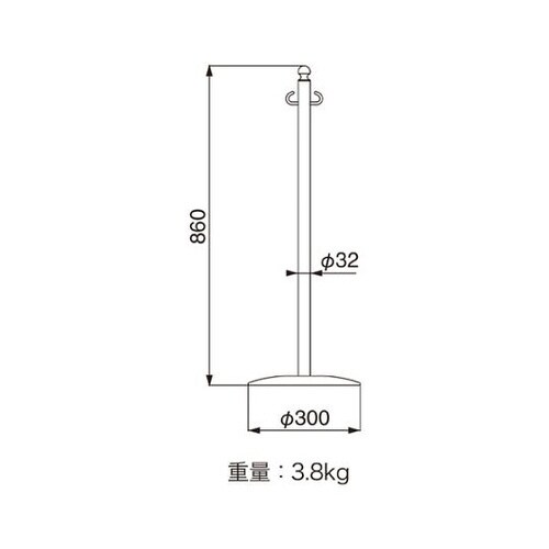 フロアパーティションポールクローム/ヘアーライン