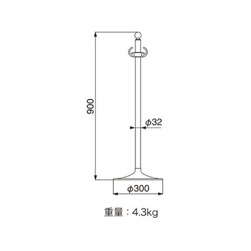 フロアパーティションポールクローム/ヘアーライン