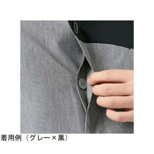 和風シャツ白xグレー