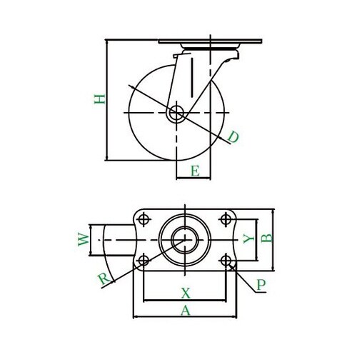 E型キャスター 自在車プレート式 E−65RHE