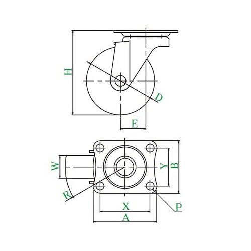 SG型キャスター自在車プレート式