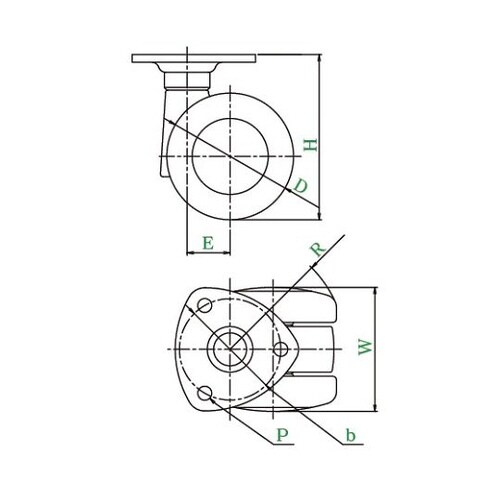 P型キャスター 自在車プレート式双輪 P−60G